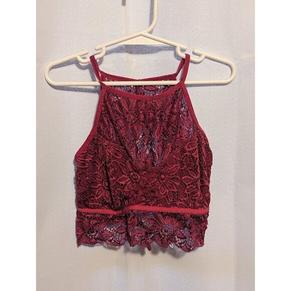 Zenana Outfitters Bralette Unlined Floral Lace Women’s Maroon Bra Size Medium - Picture 1 of 12